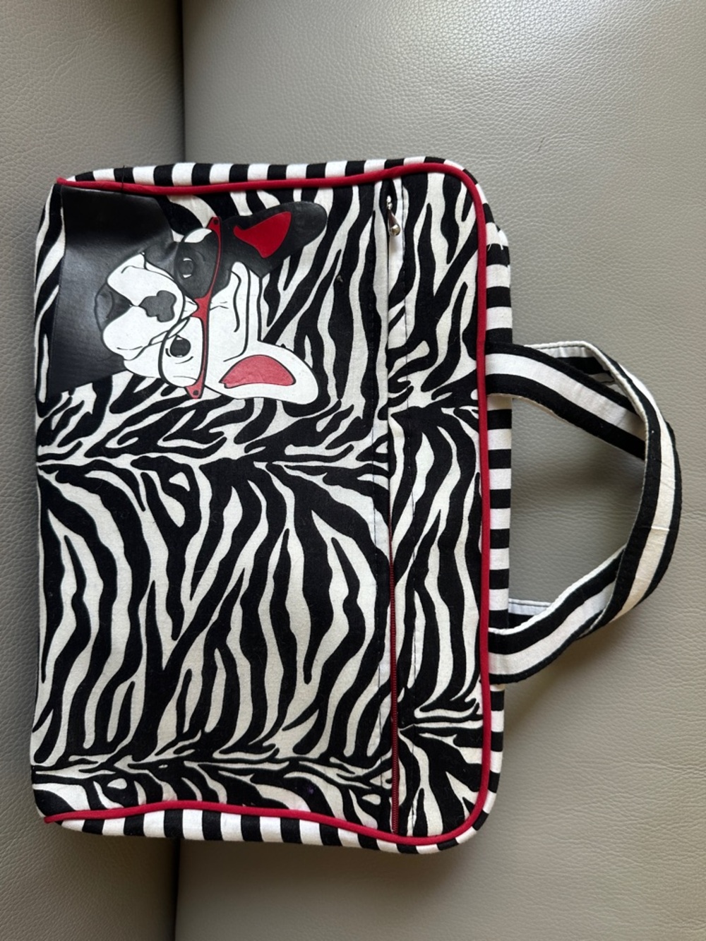 Zebra Print Tote Bag with Red Trim - Women Bags